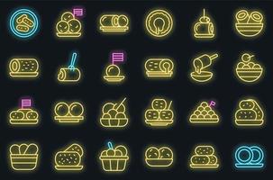 conjunto de ícones de croquete vetor neon