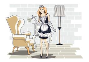 Ilustração vetorial de Woman in Classic Maid Dress Costume vetor