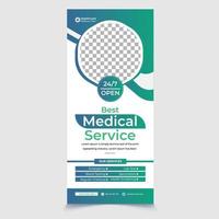 cuidados de saúde médicos roll up banner multiuso negócios azul verde farmácia spa, beleza coração promoção de produtos sinalização standee vector layout.