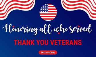 Dia dos veteranos. respeitar todos os de plantão. evento nacional de feriado americano. 11 de novembro. vetor eps10
