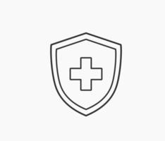 ícone de linha de seguro de proteção médica vetor
