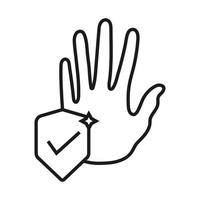 ícone de arte de linha de proteção de mão para aplicativos e sites. vetor