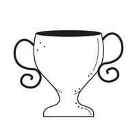 Copa do troféu em estilo doodle de desenho. Copa do troféu do vencedor do esporte dos desenhos animados desenhados à mão. ilustração vetorial isolada no fundo branco vetor