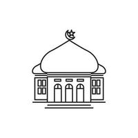 ilustração vetorial de símbolo de mesquita, arte de linha preta vetor