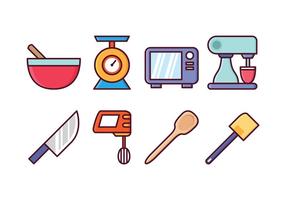 Conjunto de ícones de cozinha grátis vetor