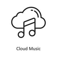 ilustração do projeto do ícone do contorno do vetor de música em nuvem. símbolo de computação em nuvem no arquivo eps 10 de fundo branco