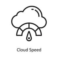 ilustração de design de ícone de contorno de vetor de velocidade de nuvem. símbolo de computação em nuvem no arquivo eps 10 de fundo branco