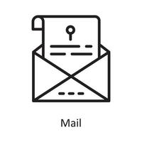 ilustração de design de ícone de contorno de vetor de correio. símbolo de computação em nuvem no arquivo eps 10 de fundo branco
