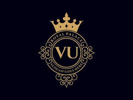 carta vu antigo logotipo vitoriano de luxo real com moldura ornamental. vetor