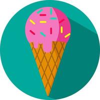 sorvete rosa com granulado em cone, ilustração, vetor, sobre um fundo branco. vetor