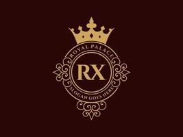 letra rx antigo logotipo vitoriano de luxo real com moldura ornamental. vetor