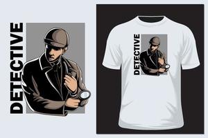 design de camiseta de detetive vetor