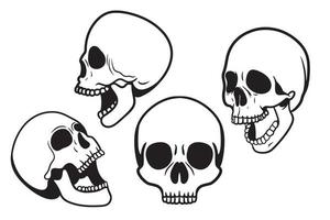 conjunto de desenhos de crânio de vetor de crânio humano