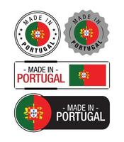 conjunto de rótulos feitos em portugal, logotipo, bandeira de portugal, emblema do produto portugal vetor