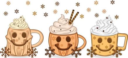 ilustração de canecas de café de inverno vetor