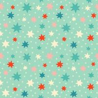 estrelas retrô e flocos de neve padrão sem emenda de Natal. design pastel do embrulho de presente de época natalícia do inverno das estrelas azul, cor-de-rosa e de creme. vetor