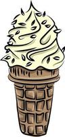 sorvete de coco, ilustração, vetor em fundo branco.
