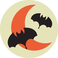 dois morcegos com lua jovem, ilustração, vetor em um fundo branco.