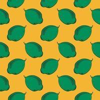 limão verde, padrão sem emenda em fundo amarelo mostarda. vetor