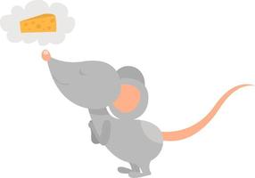 rato sonhando com queijo, ilustração, vetor em fundo branco
