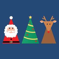 tema de natal mínimo para decoração de triângulo papai noel e árvore de natal com renas vetor