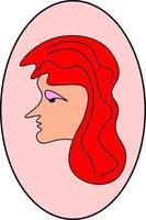 menina de cabelo vermelho cansado, ilustração, vetor em fundo branco.