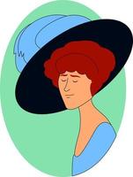 mulher com chapéu grande, ilustração, vetor em fundo branco.
