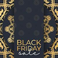 venda de cartaz sexta-feira negra azul escuro com luxuoso ornamento dourado vetor