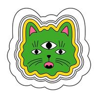 um gato com óculos hippie. um gatinho em estilo retrô. adesivo para crianças, logotipo animal, ícone vetor