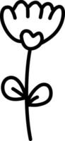 flor elegante com cinco pétalas, ilustração, vetor em fundo branco.