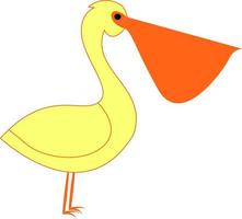 pelicano amarelo, ilustração, vetor em fundo branco