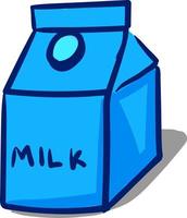 leite em caixa azul, ilustração, vetor em fundo branco