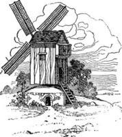 moinho de vento medieval, ilustração vintage. vetor