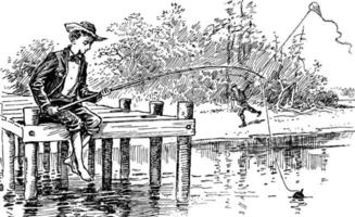 ilustração vintage de pesca. vetor