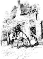 um cavalheiro a cavalo, ilustração vintage vetor