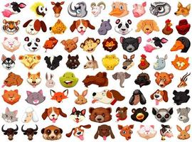conjunto de diferentes animais fofos de desenhos animados vetor