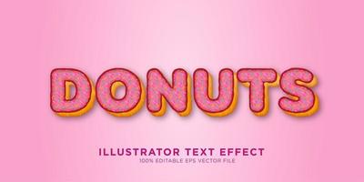 design de efeito de texto donuts vetor