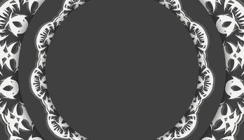 banner preto com ornamentos brancos vintage e um lugar para seu logotipo vetor