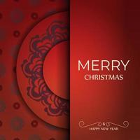 cartão de feliz natal cor vermelha com ornamento abstrato cor de vinho vetor