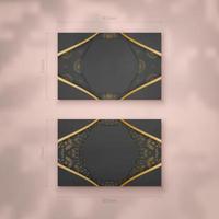 modelo de cartão de visita em preto com ornamentos de ouro abstratos para sua marca. vetor