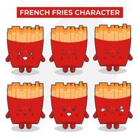 Conjunto de personagens fofos de batatas fritas vetor