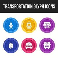 transporte conjunto de ícones exclusivos de 6 glifo vetor