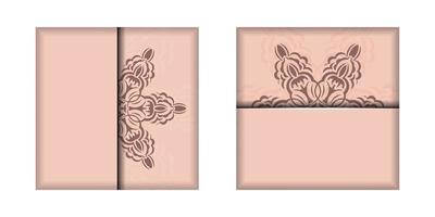 cartão de cor rosa com ornamento abstrato para sua marca. vetor