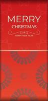 cartão de feliz natal cor vermelha com ornamento abstrato cor de vinho vetor