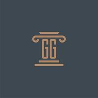 gg monograma inicial para o logotipo do escritório de advocacia com design de pilar vetor