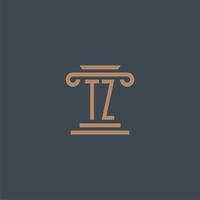 tz monograma inicial para o logotipo do escritório de advocacia com design de pilar vetor