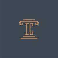 ic monograma inicial para o logotipo do escritório de advocacia com design de pilar vetor