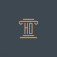 hd monograma inicial para o logotipo do escritório de advocacia com design de pilar vetor