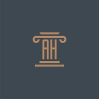 ah monograma inicial para logotipo de escritório de advocacia com design de pilar vetor