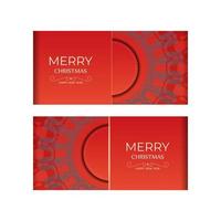 cartão de feliz natal cor vermelha com padrão bordô luxuoso vetor